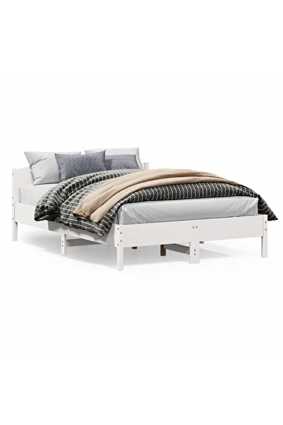 vidaxl Bed Frame without Mattress White 140x200 cm Solid Wood Pine