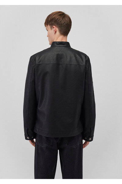 Mavi Μόνιμος γιακάς Μαύρο μπουφάν από συνθετικό δέρμα Slim Fit / Slim Fit 0110258 -71379