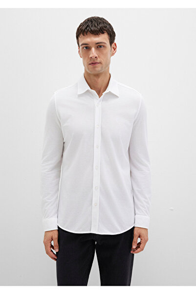 Mavi Bílá pletená košile Fitted / Fitted střih 0210294-620