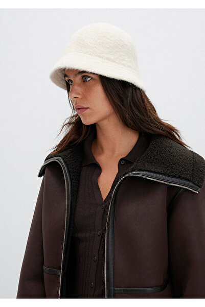 Mavi Peluş Bej Bucket Şapka 198988-34610