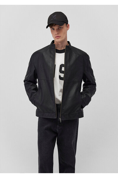 Mavi Μόνιμος γιακάς Μαύρο μπουφάν από συνθετικό δέρμα Slim Fit / Slim Fit 0110258 -71379