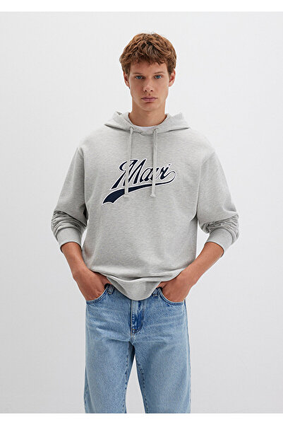 Mavi Γκρι φούτερ με κουκούλα με λογότυπο 0S10469-80018