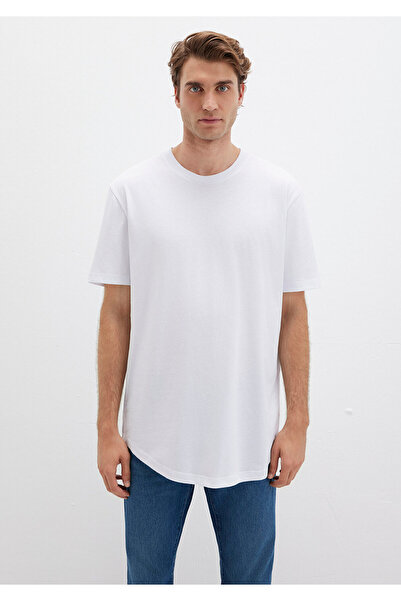 Mavi Langes weißes Basic-T-Shirt mit normaler Passform 067082 -620