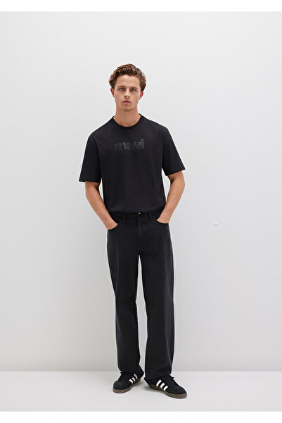 Mavi Schwarzes T-Shirt mit Logo-Print, lockere Passform 0611807-900