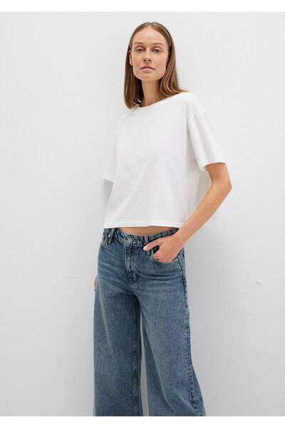 Mavi Λευκό μπλουζάκι με λαιμόκοψη Loose Fit / Loose Relaxed Fit 1611651 -80194