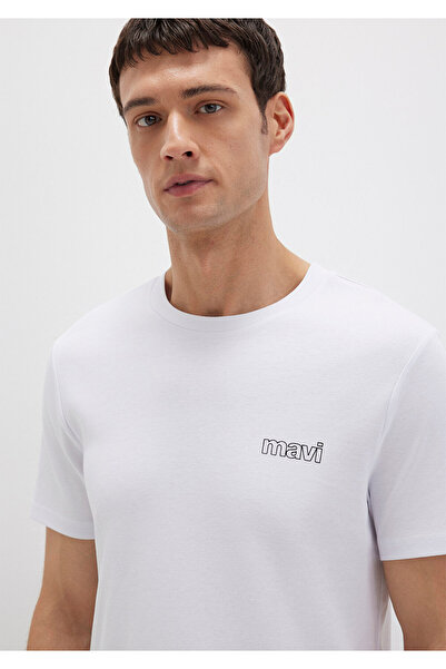 Mavi Weißes T-Shirt mit Logo-Print, Slim Fit / Slim Fit 0610360-620