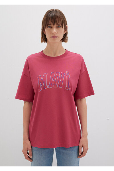 Mavi Rosafarbenes T-Shirt mit Logo-Print, reguläre Passform / normaler Schnitt 1611193-70931