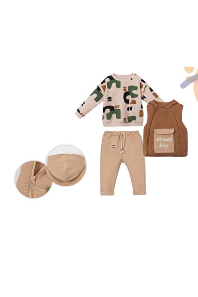 Necix's 243112 Erkek Bebek Osaka Street Boy Yelekli Üçlü Takım