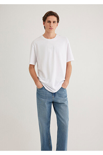 Mavi Bílé tričko s logem volného střihu 0610100-620