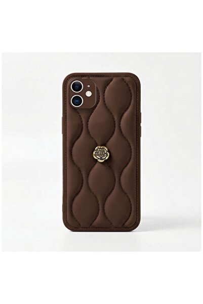 Zebana Apple iPhone 11 Uyumlu Kılıf Zebana Camellia Deri Kılıf Kahverengi