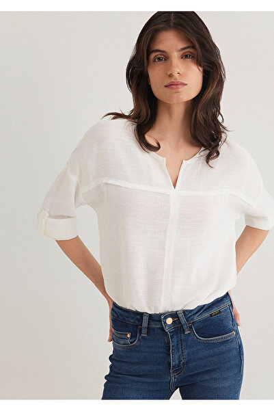 Mavi Λευκή μπλούζα με λαιμόκοψη V 121357 -22937