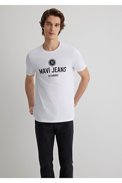 Mavi Jeans bedrucktes weißes T-Shirt Slim Fit / Slim Fit 066195-620