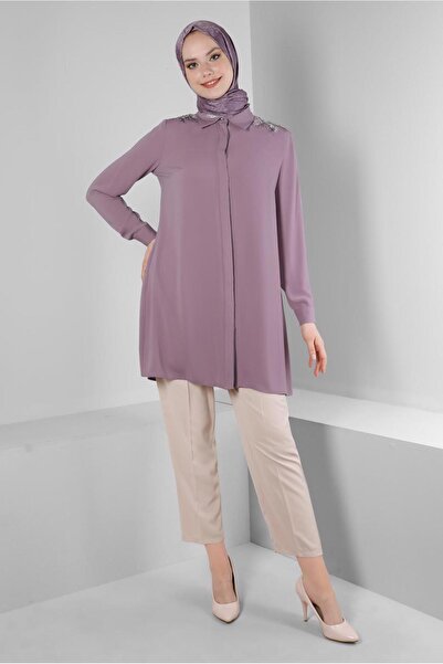 Alvina TUNICA BUTON AScuns CU DETALIU DE BRODARE PIATRA 43504