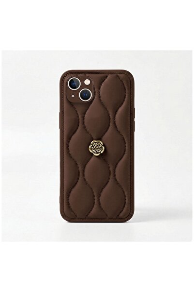 Zebana Apple iPhone 14 Plus Uyumlu Kılıf Zebana Camellia Deri Kılıf Kahverengi