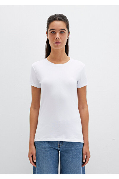 Mavi Tricou de bază alb elastic, cu croială mulată 162767 -620