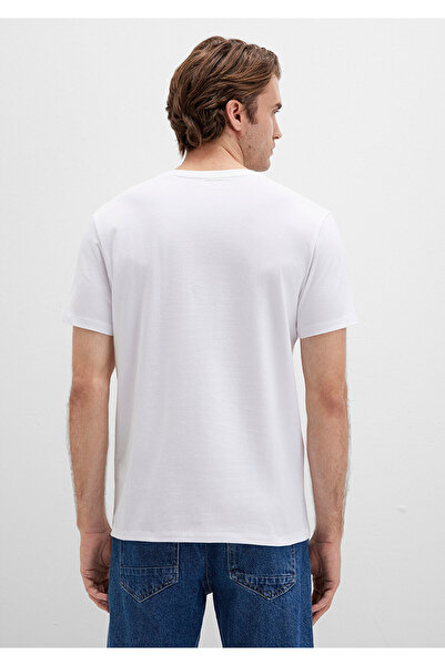 Mavi Weißes Stretch-T-Shirt mit V-Ausschnitt - Taillierter Schnitt061748-620