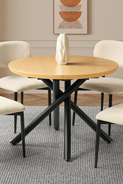 Liya Helezon Açılır Kapanır Masa Açılır Yemek Masası 4-6 Kişilik Bohem Salon Yuvarlak Oval Mutfak 140x100