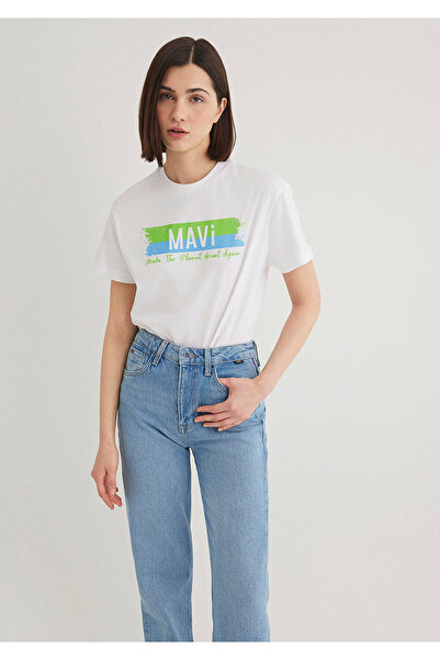 Mavi „Make The Planet Great Again“ bedrucktes T-Shirt mit normaler Passform 168752 -620