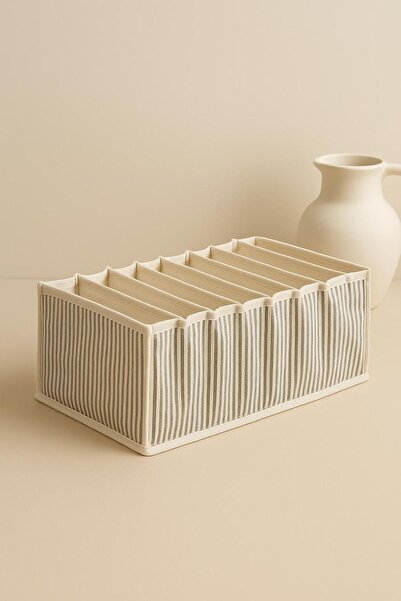 KRAFTELLA منظم الأكورديون مقاس L - منظم الأدراج ذو الخطوط البيضاء والرمادية م...