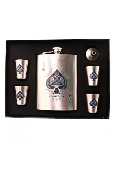 Ems Set Sticla cu 4 Pahare, Cutie Speciala, Palnie, Model Inima Neagra