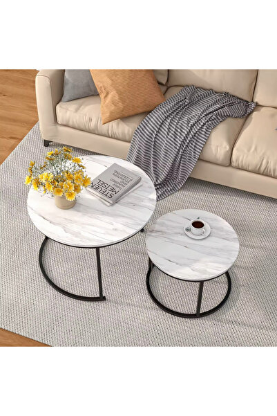 OEM Set 2 Coffee Tables, 68 x 48 cm, Round Shape