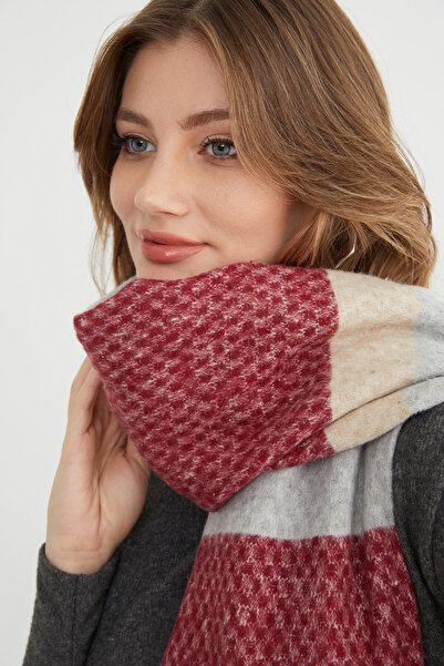 Fulla Moda Color Block Honeycomb Patterned Shawl