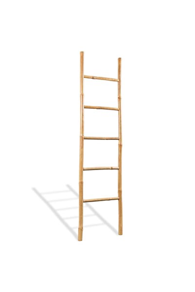 vidaxl سلم مناشف بخمس درجات من الخيزران 150 سم