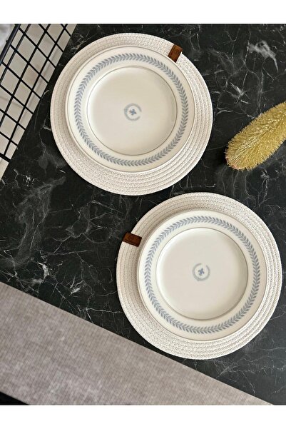 VELLORA HOME Set of 2 White Color Supla Set American Service 32 cm Diameter Wicker Mesh under Plate