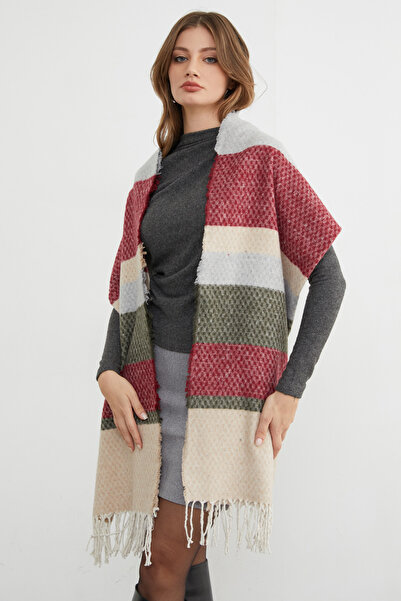 Fulla Moda Color Block Honeycomb Patterned Shawl