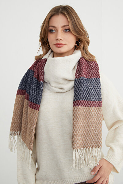 Fulla Moda Color Block Honeycomb Patterned Shawl