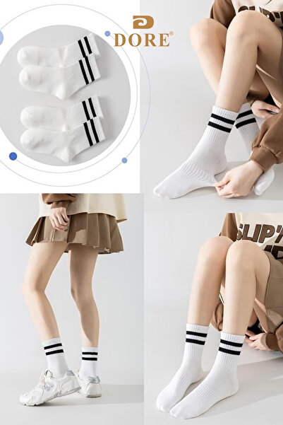 Dore Γνήσιες αθλητικές και casual κάλτσες Unisex 3 ζευγαριών Premium Cotton Tennis College Long Conch για ενήλικες με ρίγες