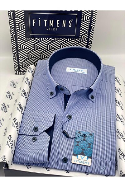 Fitmens Classic Long Sleeve Plaid Collar Buttoned Men's Shirt with Gift Box F...