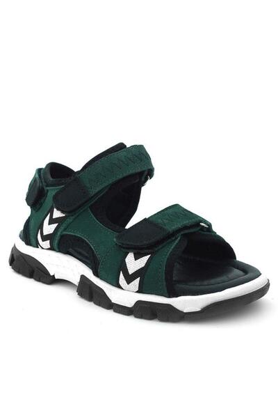 Rakerplus Genuine Leather Green Black Velcro Boys Sandals