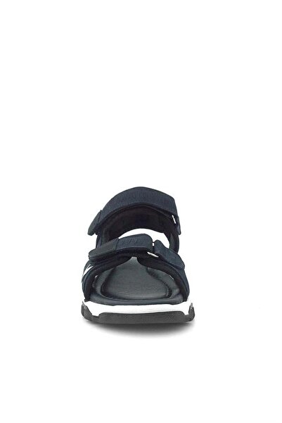 Rakerplus Genuine Leather Navy Blue Black Velcro Boys Sandals