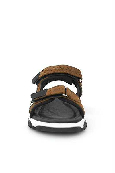 Rakerplus Αγορικά σανδάλια από γνήσιο δέρμα Tan Black Velcro