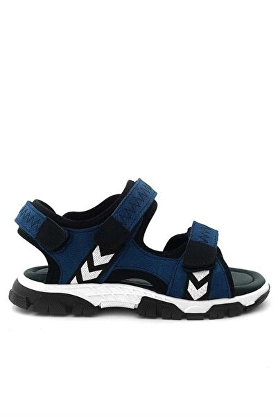 Rakerplus Genuine Leather Blue Black Velcro Boys Sandals