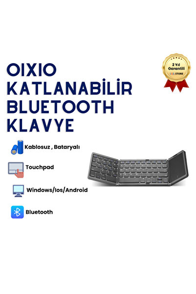 H Katlanabilir Siyah Her Cihaza Bluetooth İle Uyumlu Portatif Taşınabilir Dokunmatik Mini Klavye