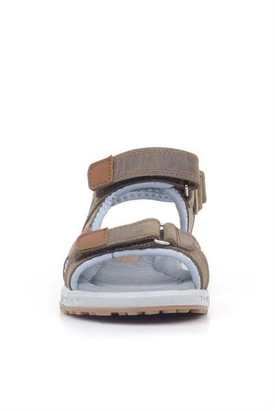 Rakerplus Коричневі дитячі сандалі з натуральної шкіри - на липучках