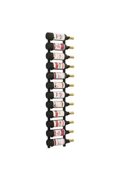 vidaxl Wall Mounted Wine Rack for 12 Bottles Black Iron