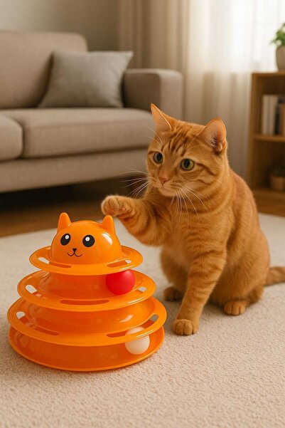 FABYAN 3 KATLI Tower Of Tracks Toplu Yuvarlak Kedi Oyuncağ
