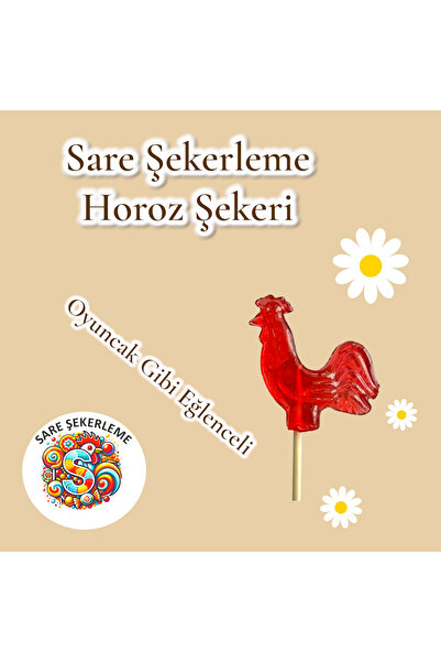 Sare Şekerleme Horoz Şekeri 12 Gr (40 Adet) Tatlı Kutlamalar, 3D Tasarım, Meyve Aromalı, Ahşap Saplı
