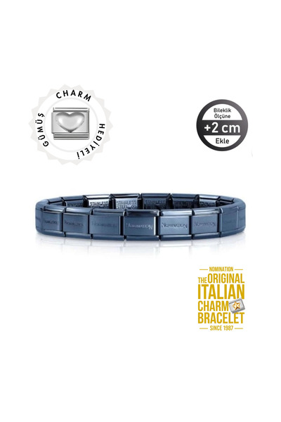 NOMİNATİON Orijinal İtalyan Charm Bileklik Kişiselleştirilebilir Lacivert,  Made in Italy