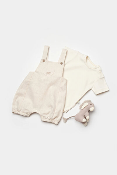 Biorganic Little Horse Salopet Jumpsuit Ecru