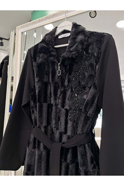 MRM MERAM BUTİK Hale Fourrure Angora Jacket - Black - 1