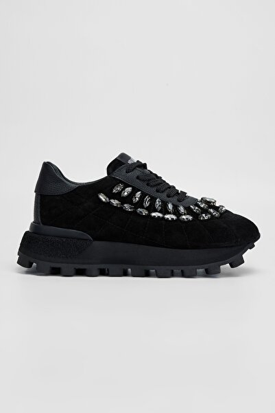 Valmenti Kadın Siyah Süet Deri Sneakers & Spor Ayakkabı