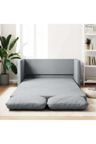 vidaxl أريكة أرضية سرير 2 في 1 رمادي فاتح 112 × 174 × 55 سم قماش