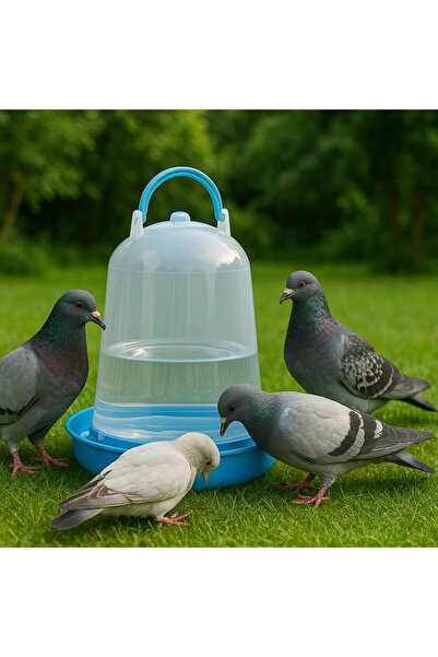 mastergold وعاء بلاستيكي شفاف لسقاية الطيور، سعة 6 لتر، بقاعدة متينة (أزرق، 6 لتر)