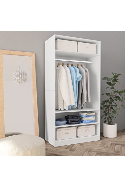 vidaxl Wardrobe White 100x50x200 cm Engineered Wood