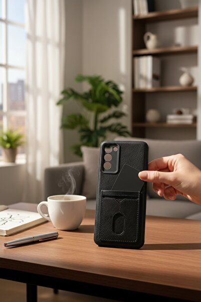 batuteknoloji Tecno Camon 18P Deri Görünüm Kartlıklı Kılıf