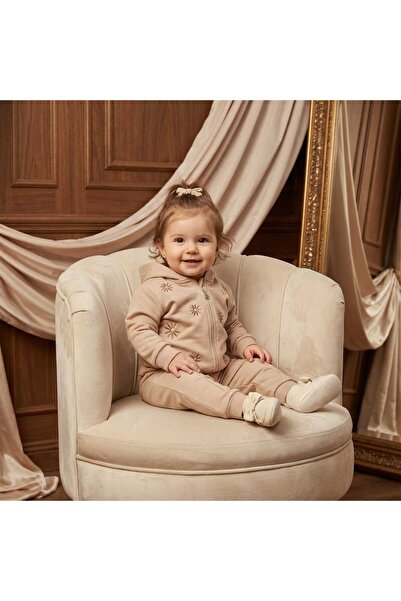 Uslukids Zippered Hooded Embroidered 3-Piece Children's Tracksuit New Season